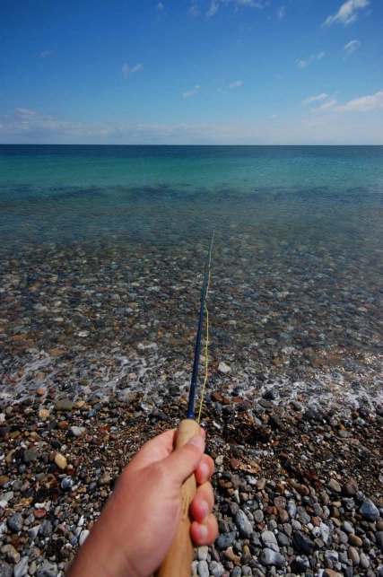 Hand, rod, water Hand, rod, water